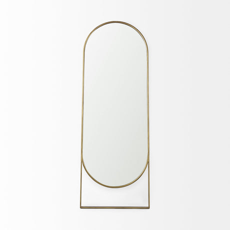 Sadie 28.0L x 2.0W x 78.0H Antique Gold Rounded Arch Floor Mirror from Mercana - Luna Furniture