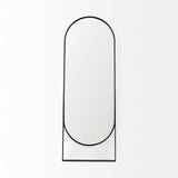 Sadie 28.0L x 2.0W x 78.0H Black Metal Rounded Arch Floor Mirror from Mercana - Luna Furniture