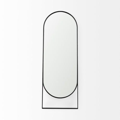 Sadie 28.0L x 2.0W x 78.0H Black Metal Rounded Arch Floor Mirror from Mercana - Luna Furniture