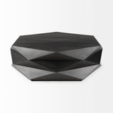 Arreto 48" Black Solid Wood Hexagonal Storage Coffee Table from Mercana - Luna Furniture