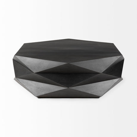 Arreto 48" Black Solid Wood Hexagonal Storage Coffee Table from Mercana - Luna Furniture