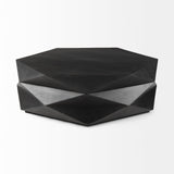 Arreto 48" Black Solid Wood Hexagonal Storage Coffee Table from Mercana - Luna Furniture