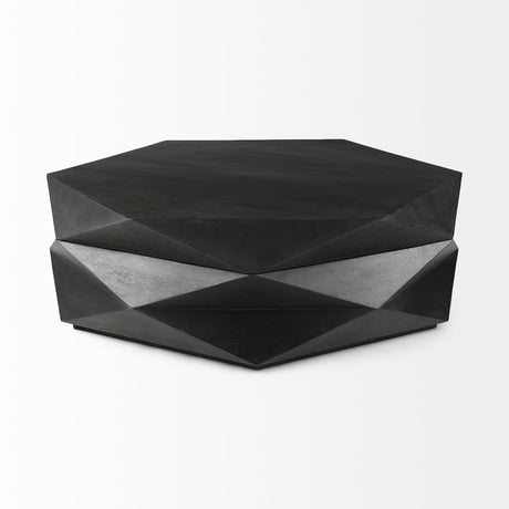 Arreto 48" Black Solid Wood Hexagonal Storage Coffee Table from Mercana - Luna Furniture