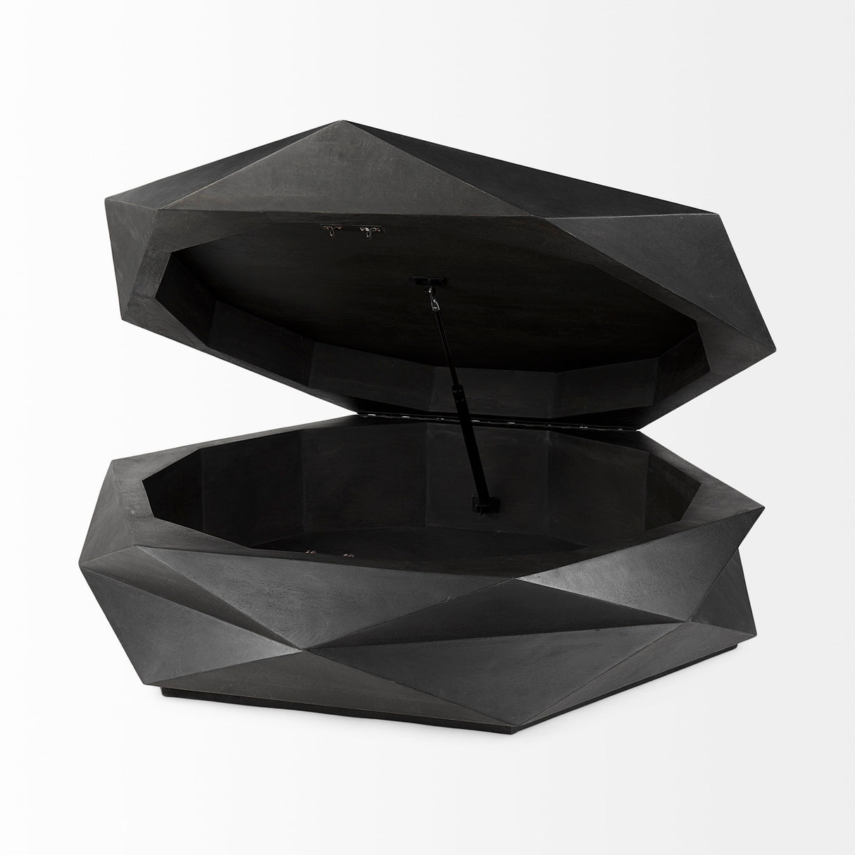 Arreto 48" Black Solid Wood Hexagonal Storage Coffee Table from Mercana - Luna Furniture