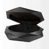 Arreto 48" Black Solid Wood Hexagonal Storage Coffee Table from Mercana - Luna Furniture