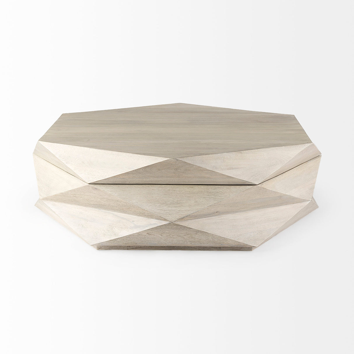 Arreto 48" Natural Solid Wood Hexagonal Storage Coffee Table from Mercana - Luna Furniture