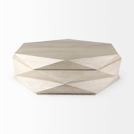 Arreto 48" Natural Solid Wood Hexagonal Storage Coffee Table from Mercana - Luna Furniture