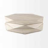 Arreto 48" Natural Solid Wood Hexagonal Storage Coffee Table from Mercana - Luna Furniture