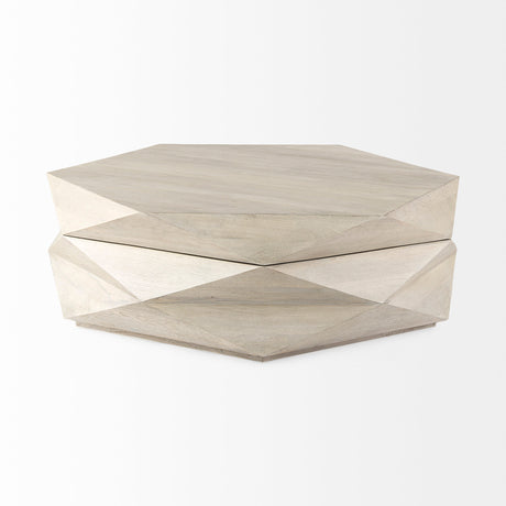 Arreto 48" Natural Solid Wood Hexagonal Storage Coffee Table from Mercana - Luna Furniture
