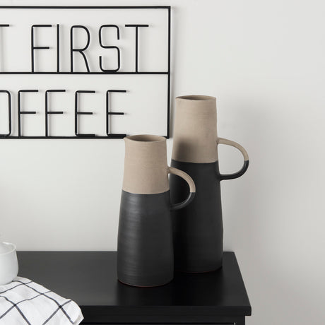 Garand Small 13H Two-Toned Black/Natural Ceramic Jug from Mercana - Luna Furniture