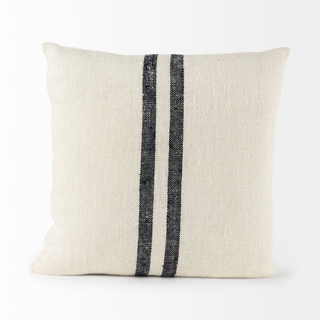 Sandra 18 x 18 Beige With Blue Stripes Decorative Pillow Cover from Mercana - Luna Furniture