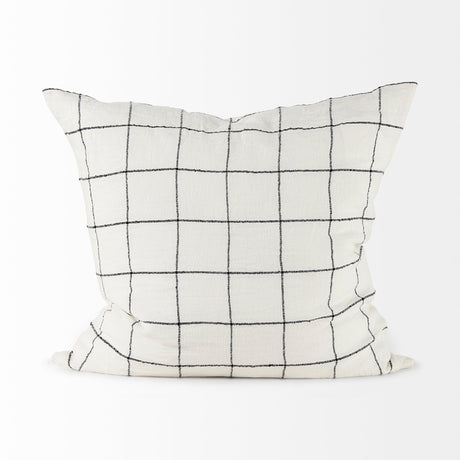 Suzanne 22 x 22 White/Black Square Pattern Decorative Pillow Cover from Mercana - Luna Furniture