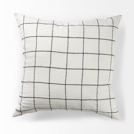 Suzanne 22 x 22 White/Black Square Pattern Decorative Pillow Cover from Mercana - Luna Furniture