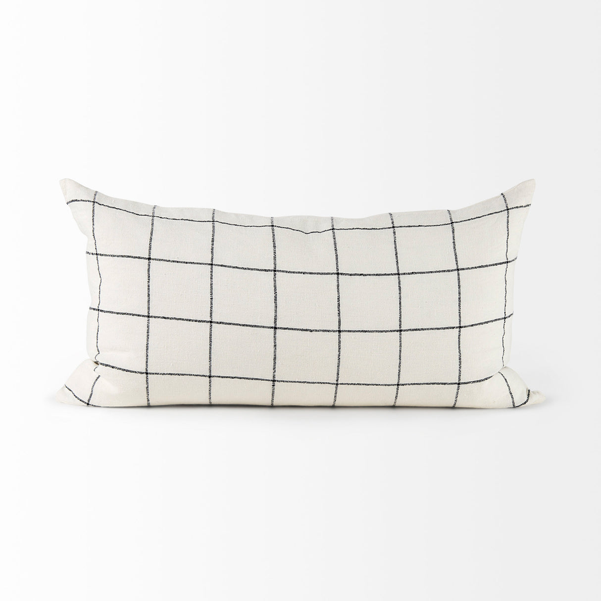 Suzanne 14 x 26 White/Black Square Pattern Decorative Pillow Cover from Mercana - Luna Furniture