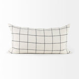 Suzanne 14 x 26 White/Black Square Pattern Decorative Pillow Cover from Mercana - Luna Furniture