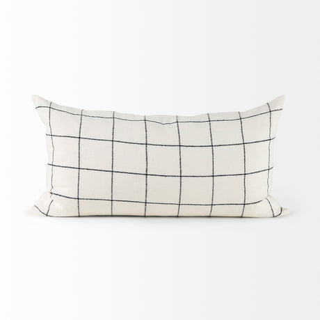 Suzanne 14 x 26 White/Black Square Pattern Decorative Pillow Cover from Mercana - Luna Furniture