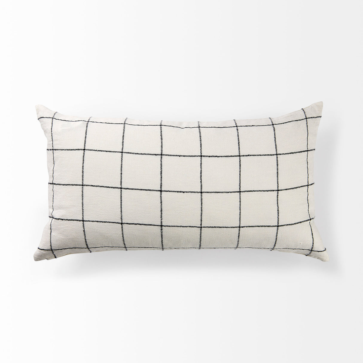 Suzanne 14 x 26 White/Black Square Pattern Decorative Pillow Cover from Mercana - Luna Furniture