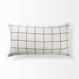 Suzanne 14 x 26 White/Black Square Pattern Decorative Pillow Cover from Mercana - Luna Furniture