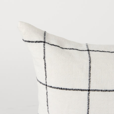 Suzanne 14 x 26 White/Black Square Pattern Decorative Pillow Cover from Mercana - Luna Furniture