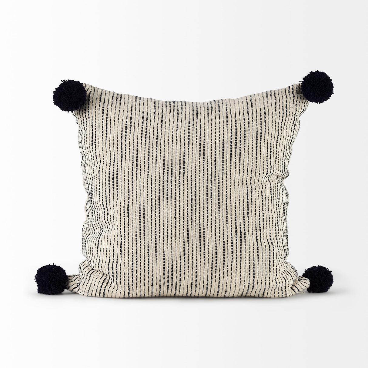 Krystal 20 x 20 Cream/Blue Pom Pom Decorative Pillow Cover from Mercana - Luna Furniture