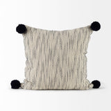 Krystal 20 x 20 Cream/Blue Pom Pom Decorative Pillow Cover from Mercana - Luna Furniture