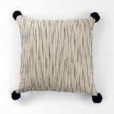 Krystal 20 x 20 Cream/Blue Pom Pom Decorative Pillow Cover from Mercana - Luna Furniture