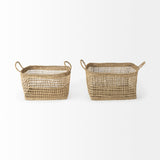 Bellisa 18.5L x 14.6W x 11.0H (Set of 2) Medium Brown Seagrass Rectangular Basket W/ Handles from Mercana - Luna Furniture