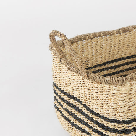 Emma (Set of 2) Light Brown Seagrass Rectangular Basket W/ Black Stripes from Mercana - Luna Furniture