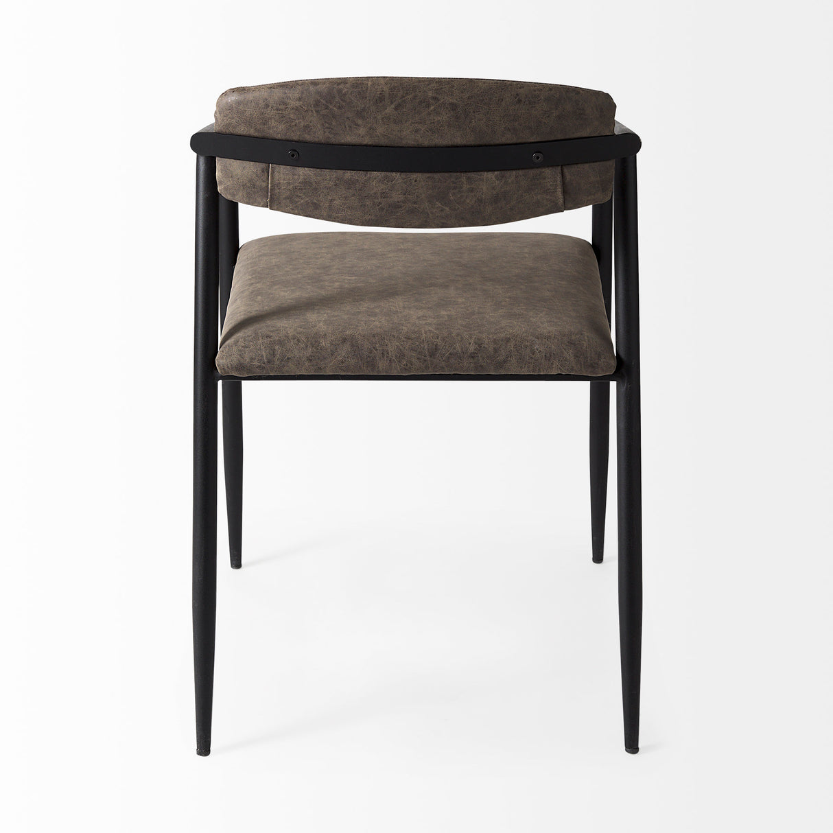 Langston Brown Faux-Leather Seat Black Iron Frame Dining Chair, Set of 2 from Mercana - Luna Furniture
