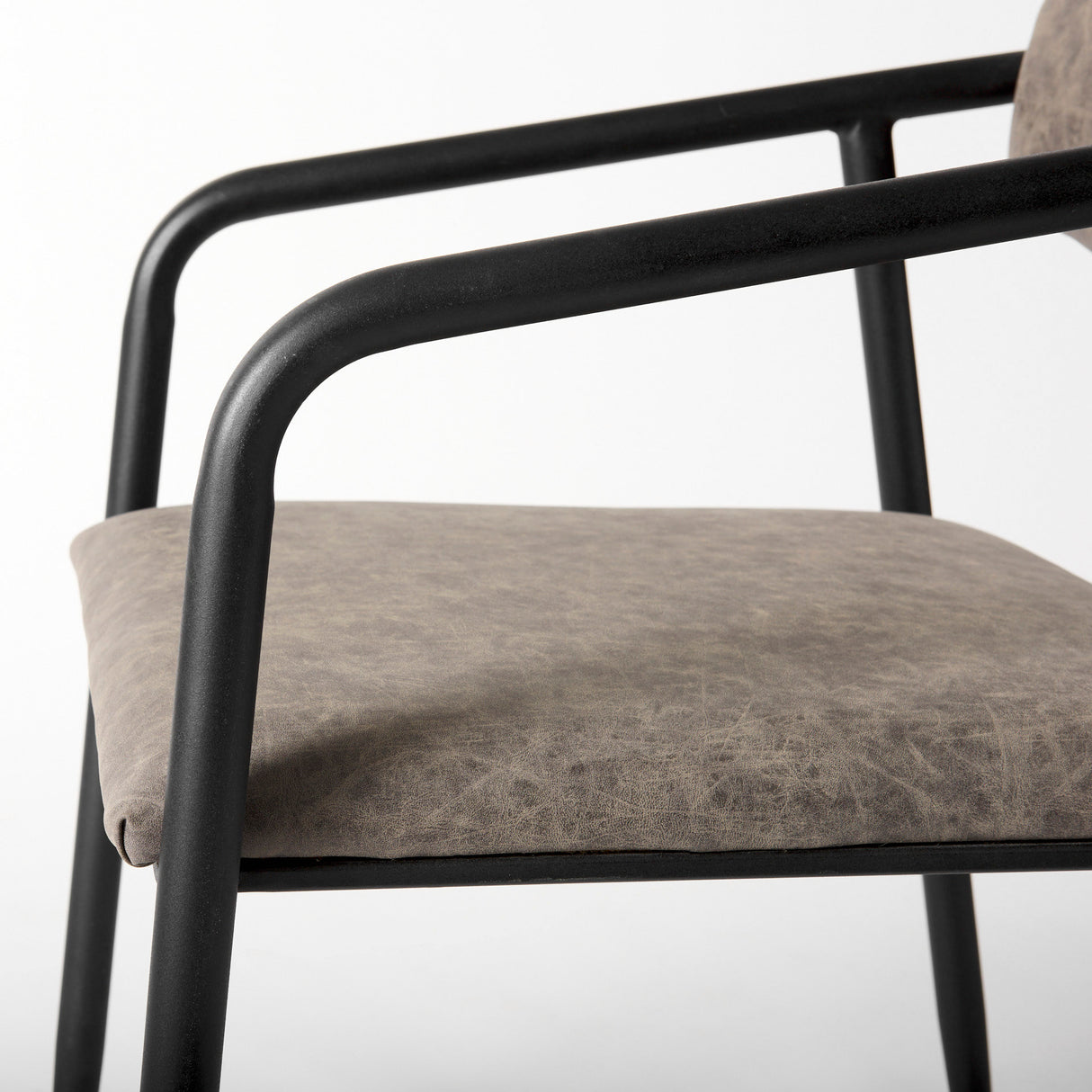 Langston Brown Faux-Leather Seat Black Iron Frame Dining Chair, Set of 2 from Mercana - Luna Furniture