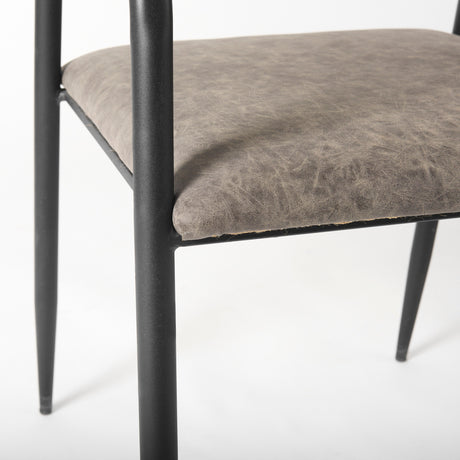 Langston Brown Faux-Leather Seat Black Iron Frame Dining Chair, Set of 2 from Mercana - Luna Furniture
