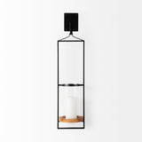 Avram 5.9L x 7.1W x 24.0H Black Metal Frame and Wood Hanging Candle Holder from Mercana - Luna Furniture