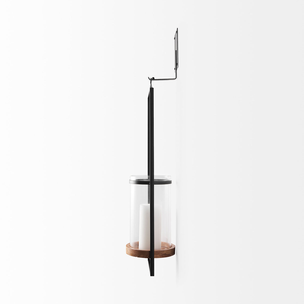 Avram 5.9L x 7.1W x 24.0H Black Metal Frame and Wood Hanging Candle Holder from Mercana - Luna Furniture