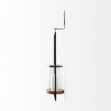 Avram 5.9L x 7.1W x 24.0H Black Metal Frame and Wood Hanging Candle Holder from Mercana - Luna Furniture