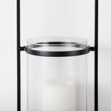 Avram 5.9L x 7.1W x 24.0H Black Metal Frame and Wood Hanging Candle Holder from Mercana - Luna Furniture