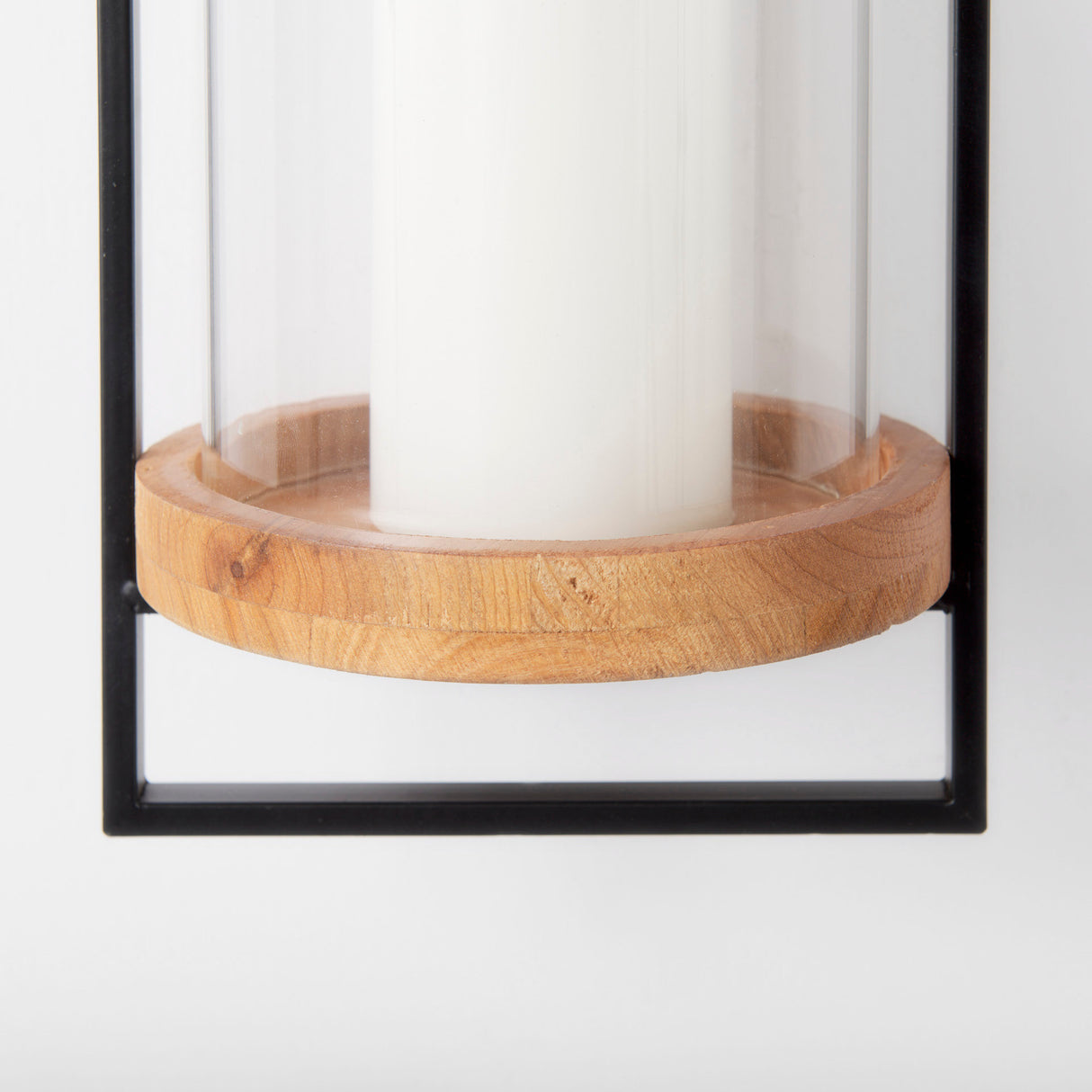 Avram 5.9L x 7.1W x 24.0H Black Metal Frame and Wood Hanging Candle Holder from Mercana - Luna Furniture
