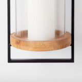 Avram 5.9L x 7.1W x 24.0H Black Metal Frame and Wood Hanging Candle Holder from Mercana - Luna Furniture