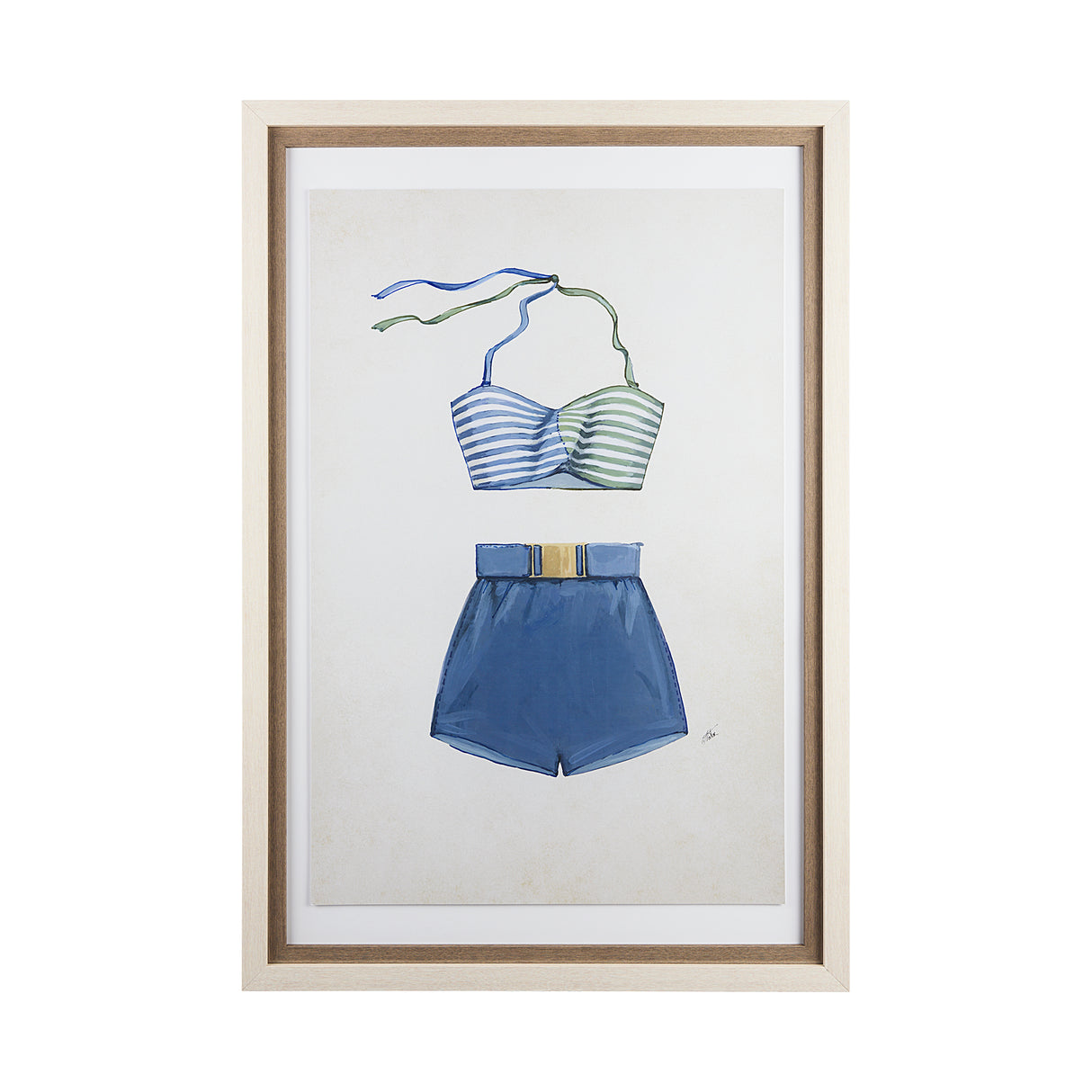 Swimsuit Blue by Mercana Studio a Hand Embellished Textured Framed Art Print Matted under Glass from Mercana - Luna Furniture