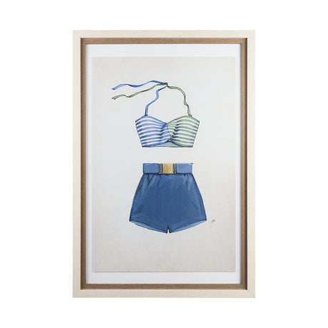 Swimsuit Blue by Mercana Studio a Hand Embellished Textured Framed Art Print Matted under Glass from Mercana - Luna Furniture