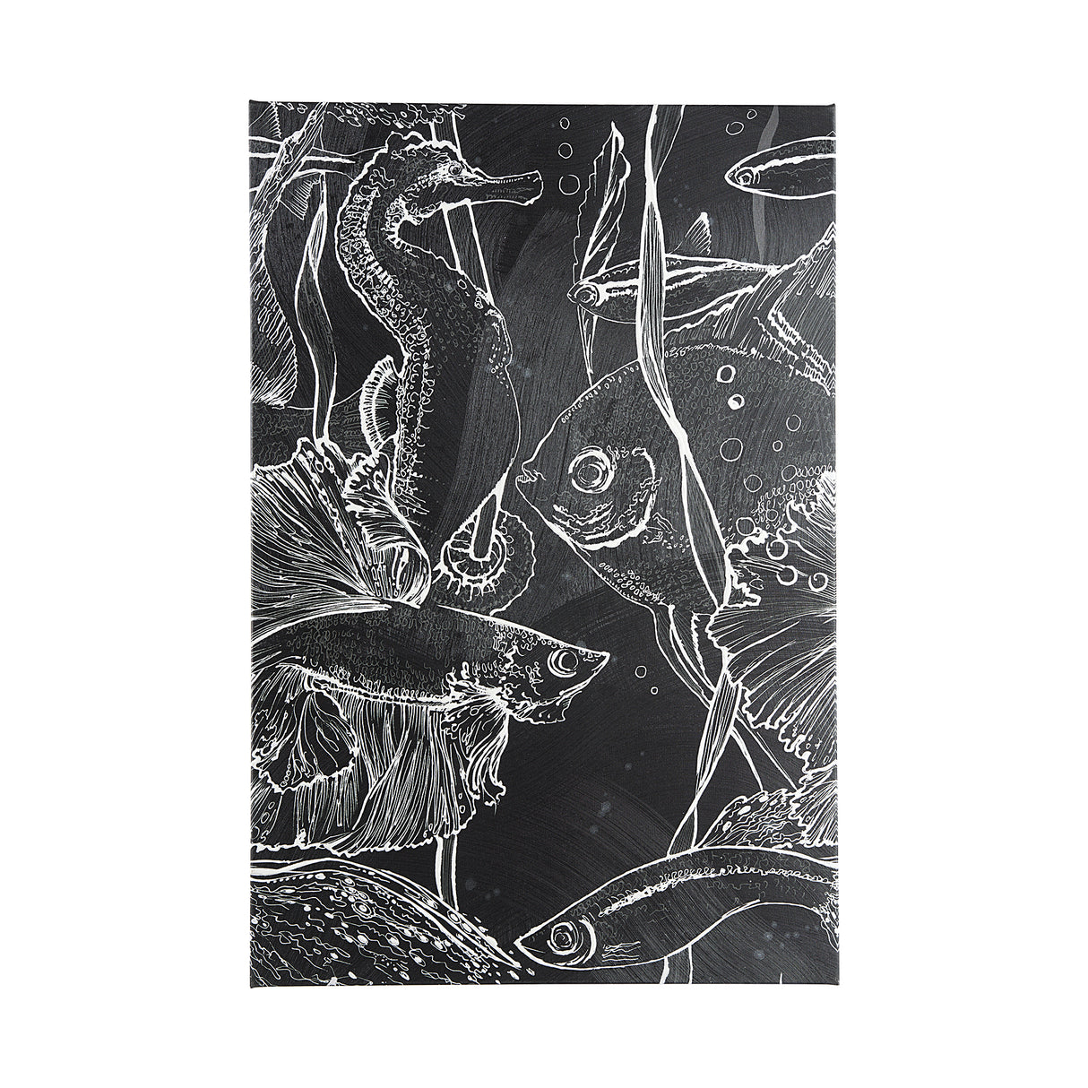 Fish Black I by Ariana a Hand Embellished Textured Canvas from Mercana - Luna Furniture