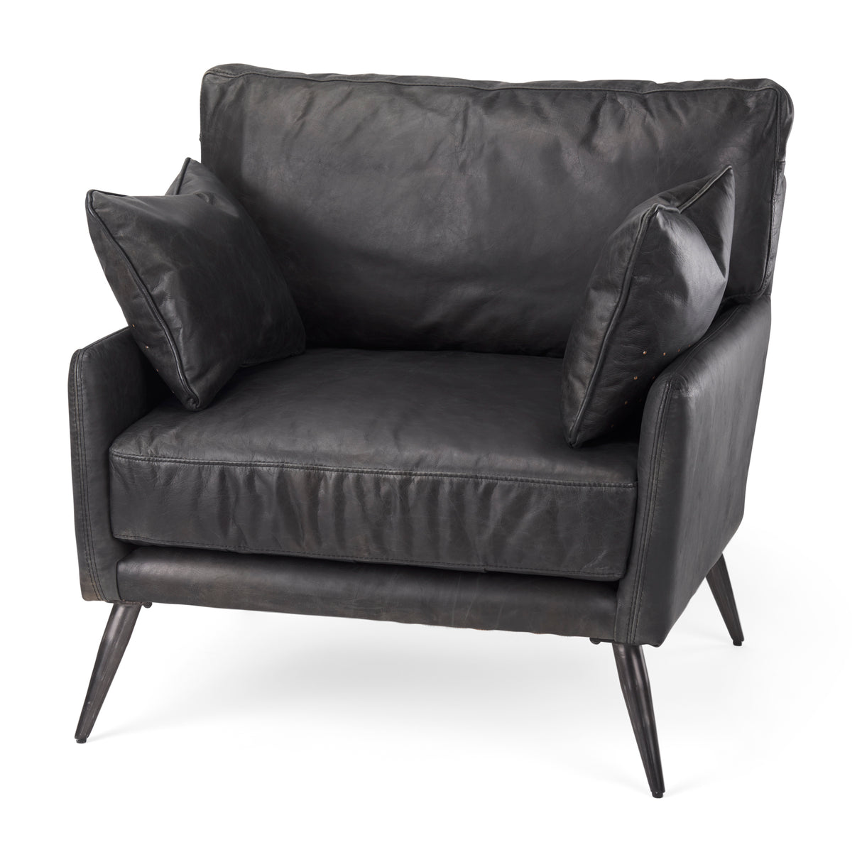Cochrane 34.5L x 33.0W x 32.5H Black Leather Wrapped Chair from Mercana - Luna Furniture