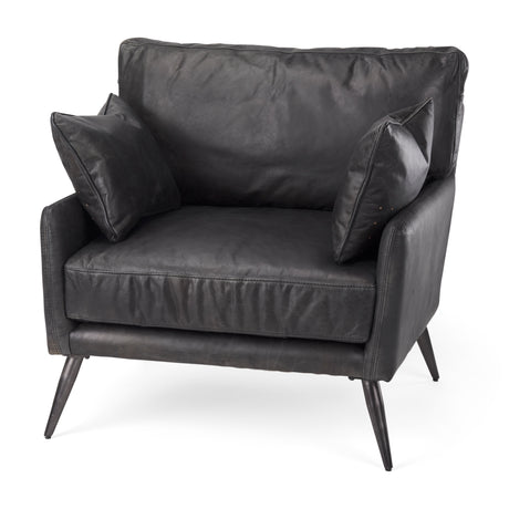 Cochrane 34.5L x 33.0W x 32.5H Black Leather Wrapped Chair from Mercana - Luna Furniture