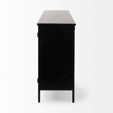 Aurelia 79.0L x 16.0W x 33.0H Black and White Metal Four Door Glass Cabinet from Mercana - Luna Furniture