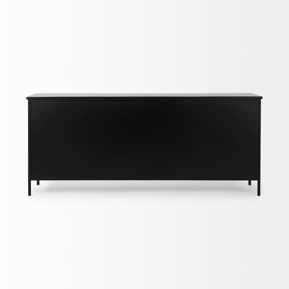 Aurelia 79.0L x 16.0W x 33.0H Black and White Metal Four Door Glass Cabinet from Mercana - Luna Furniture