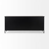 Aurelia 79.0L x 16.0W x 33.0H Black and White Metal Four Door Glass Cabinet from Mercana - Luna Furniture