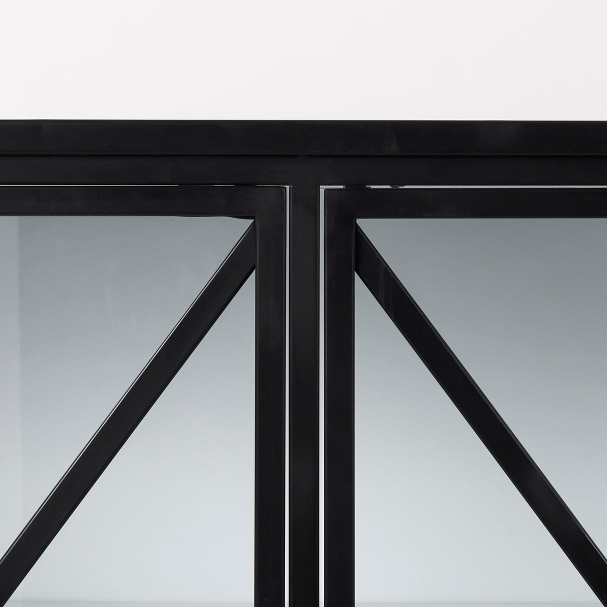 Aurelia 79.0L x 16.0W x 33.0H Black and White Metal Four Door Glass Cabinet from Mercana - Luna Furniture
