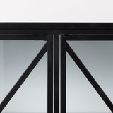 Aurelia 79.0L x 16.0W x 33.0H Black and White Metal Four Door Glass Cabinet from Mercana - Luna Furniture