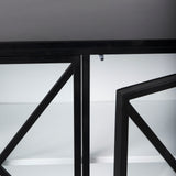 Aurelia 79.0L x 16.0W x 33.0H Black and White Metal Four Door Glass Cabinet from Mercana - Luna Furniture