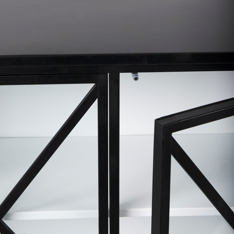 Aurelia 79.0L x 16.0W x 33.0H Black and White Metal Four Door Glass Cabinet from Mercana - Luna Furniture