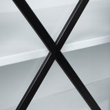 Aurelia 79.0L x 16.0W x 33.0H Black and White Metal Four Door Glass Cabinet from Mercana - Luna Furniture
